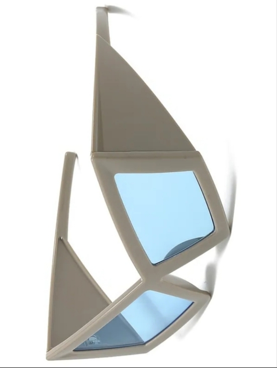 Unisex Geometric Gray Frame Sunglasses with Blue Lenses main image 5